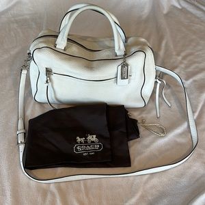Coach White Pebbled Leather Toaster Satchel